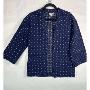 A.N.A. A New Approach Open Front Kimono Cardigan‎ Navy With White Print Sz XS-S